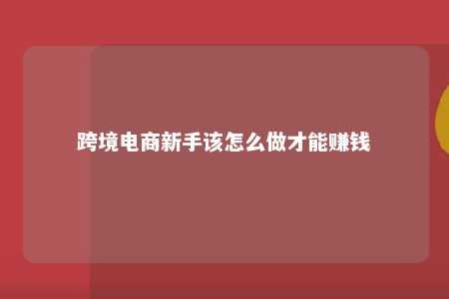 跨境电商新手该怎么做才能赚钱 跨境电商怎么做?如何从零开始学做电商赚钱